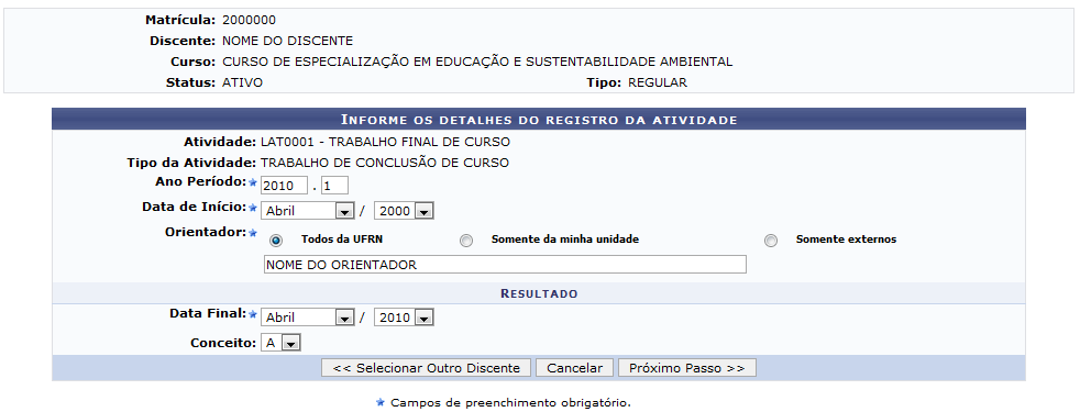 Cadastrar Trabalho Final Pelo Gestor Latu Sensu Manuais De Sistemas